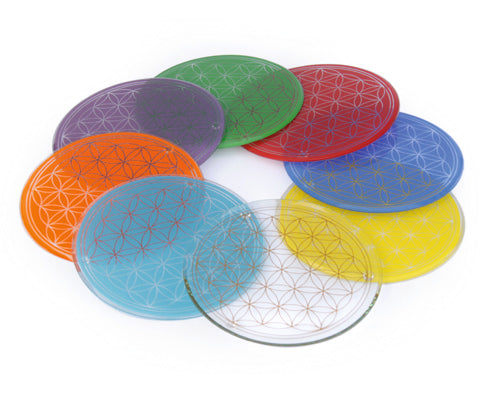 LB glass coaster 12.5 cm yellow