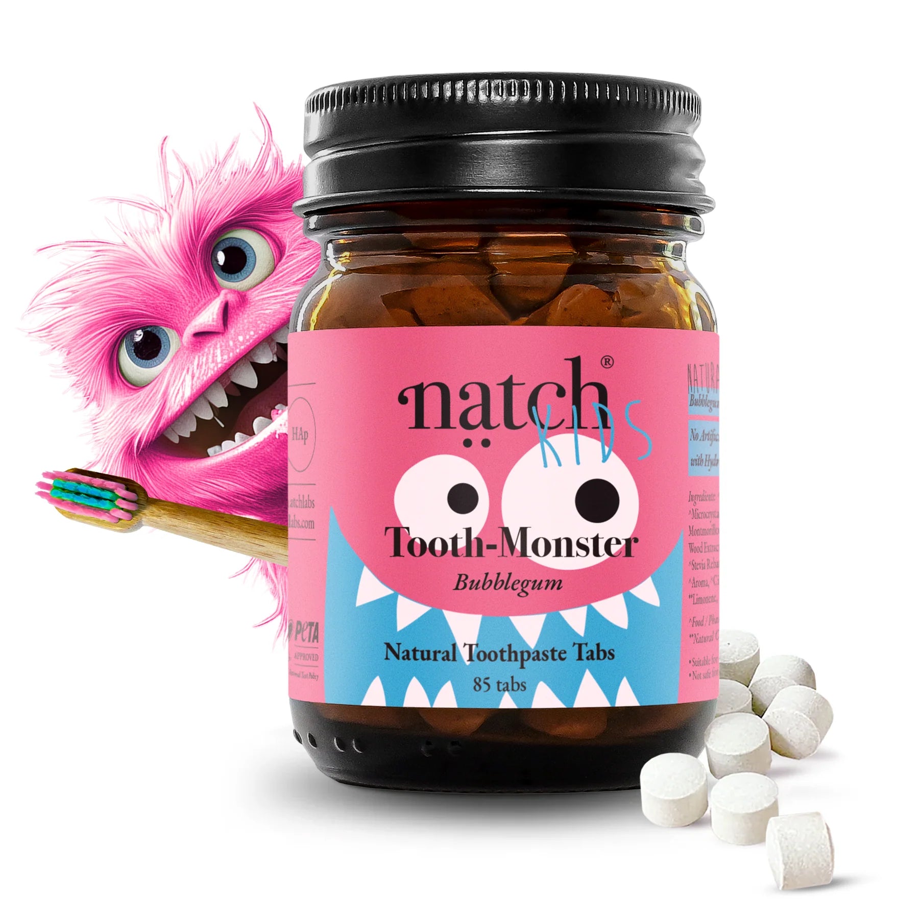 Tooth-Monster - Zahnpasta Tabs für Kinder, 85 Stück