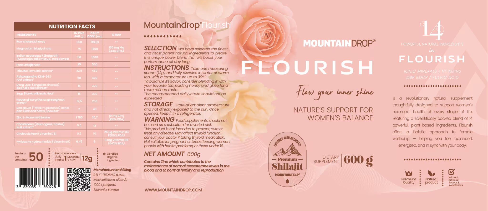 Mountaindrop Flourish Natürliche Mischung für Frauen 600g