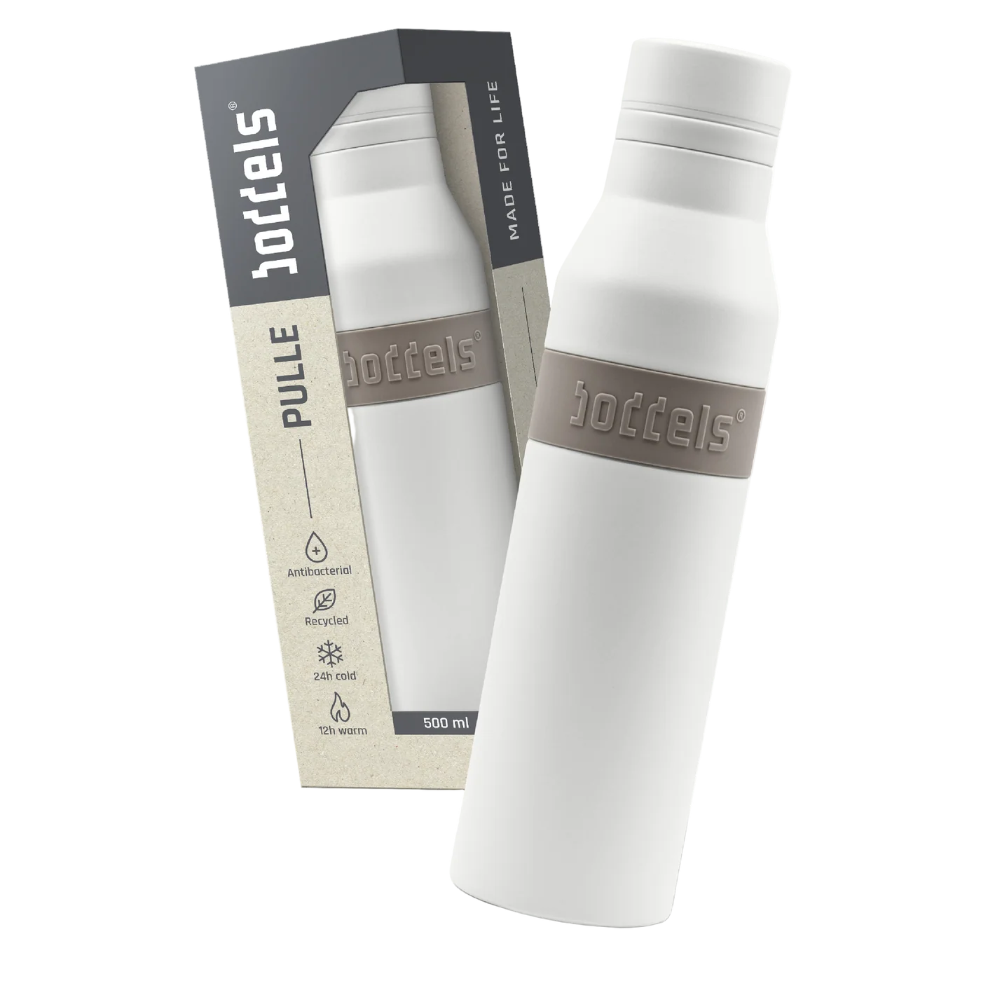 boddels PULLE Trinkflasche 0,5 l isoliert weiß/taupe