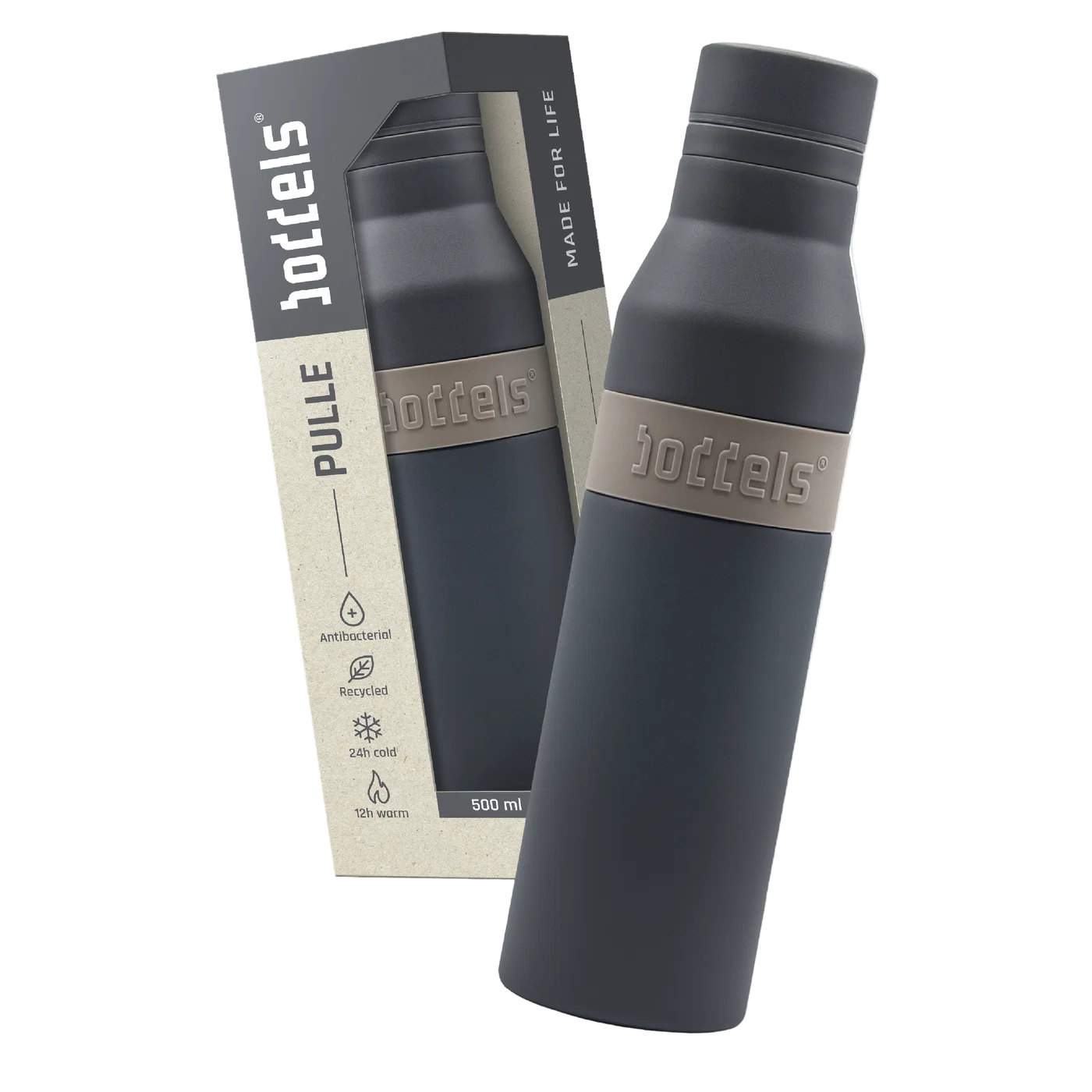 boddels PULLE Trinkflasche 0,5 l isoliert anthrazit/taupe