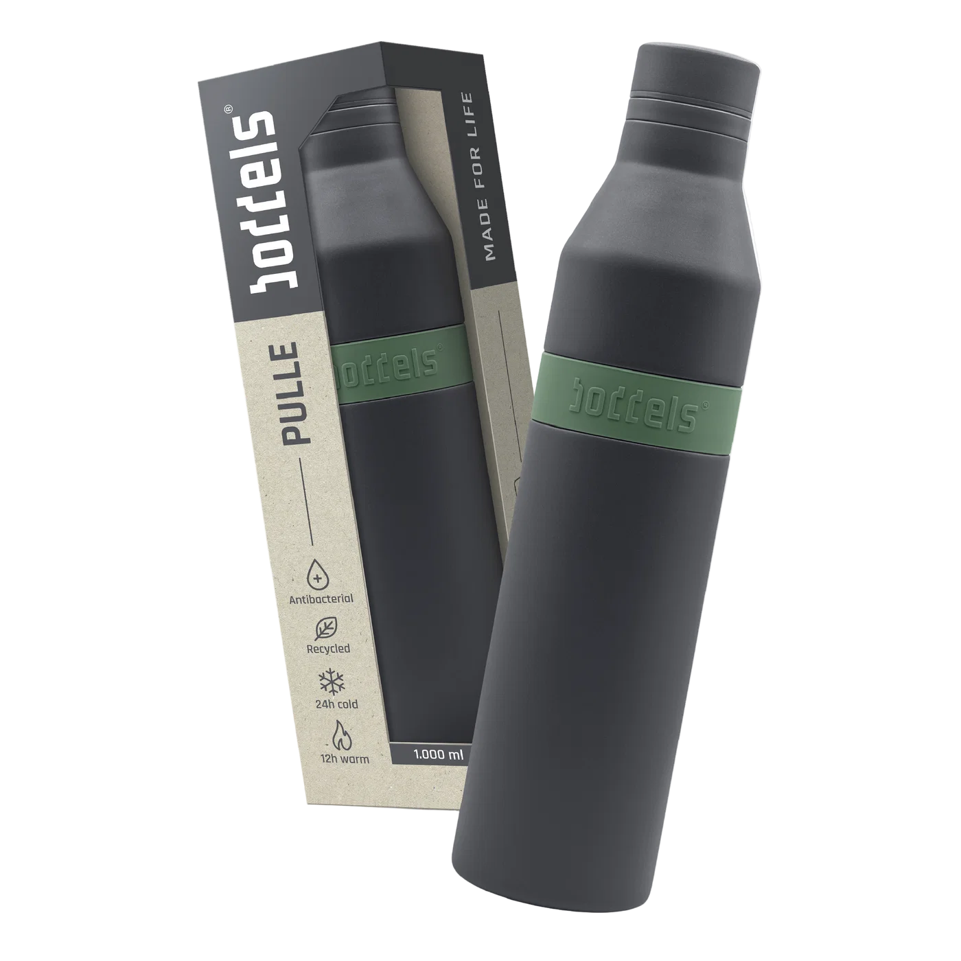 boddels PULLE Trinkflasche 1,0 l isoliert anthrazit/salbei