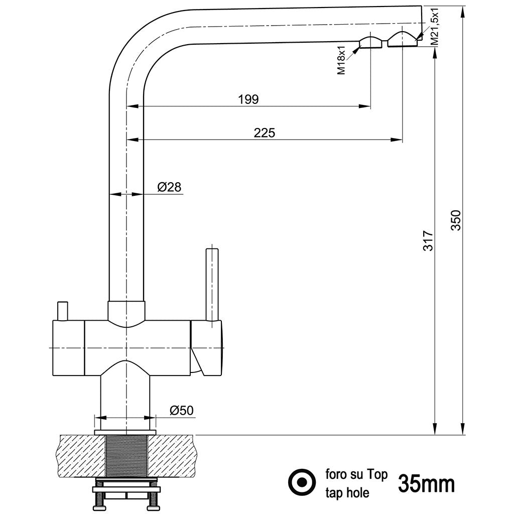3-way valve WS3-119h E stainless steel matt high