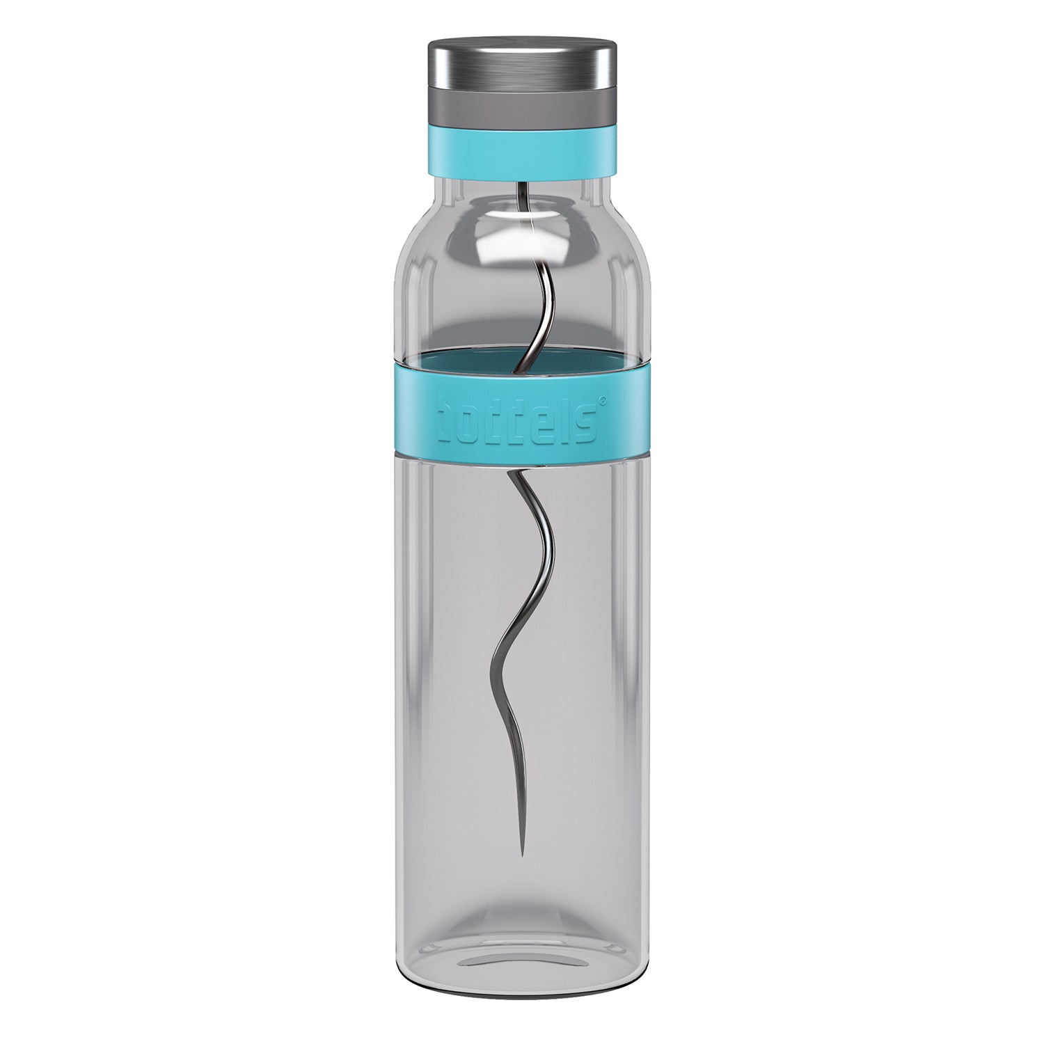 boddels SUND 1100 ml, Glaskaraffe Borosilikat mit Fruchtspieß, Dekor türkisblau