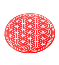 Lebensblume Untersetzer Glas rot 12,5 cm