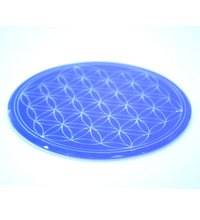 Lebensblume Untersetzer Glas blau 12,5 cm