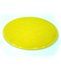 Lebensblume Untersetzer Glas gelb 12,5 cm
