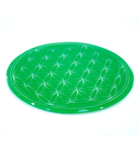 Lebensblume Untersetzer Glas grün 12,5 cm