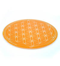 Lebensblume Untersetzer Glas orange 12,5 cm