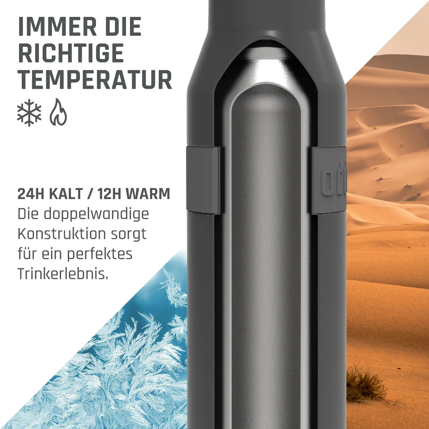 boddels PULLE Trinkflasche 1,0 l isoliert anthrazit/taupe