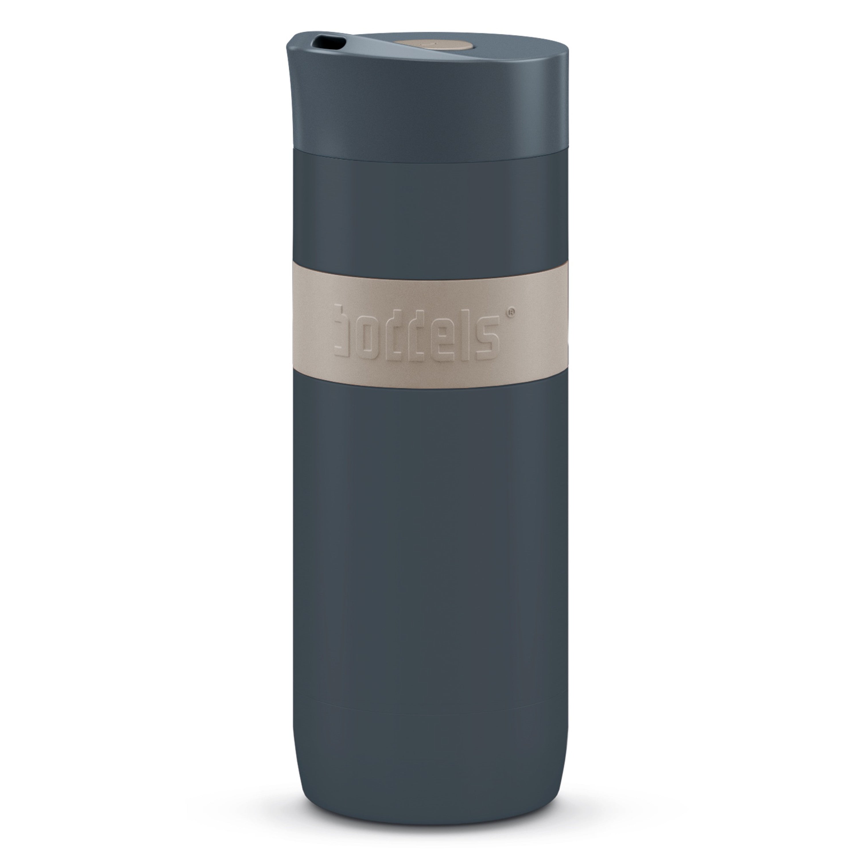 boddels KOFFJE 370 ml, Thermobecher Edelstahl, Druckknopf, Dekor taupe/anthrazit