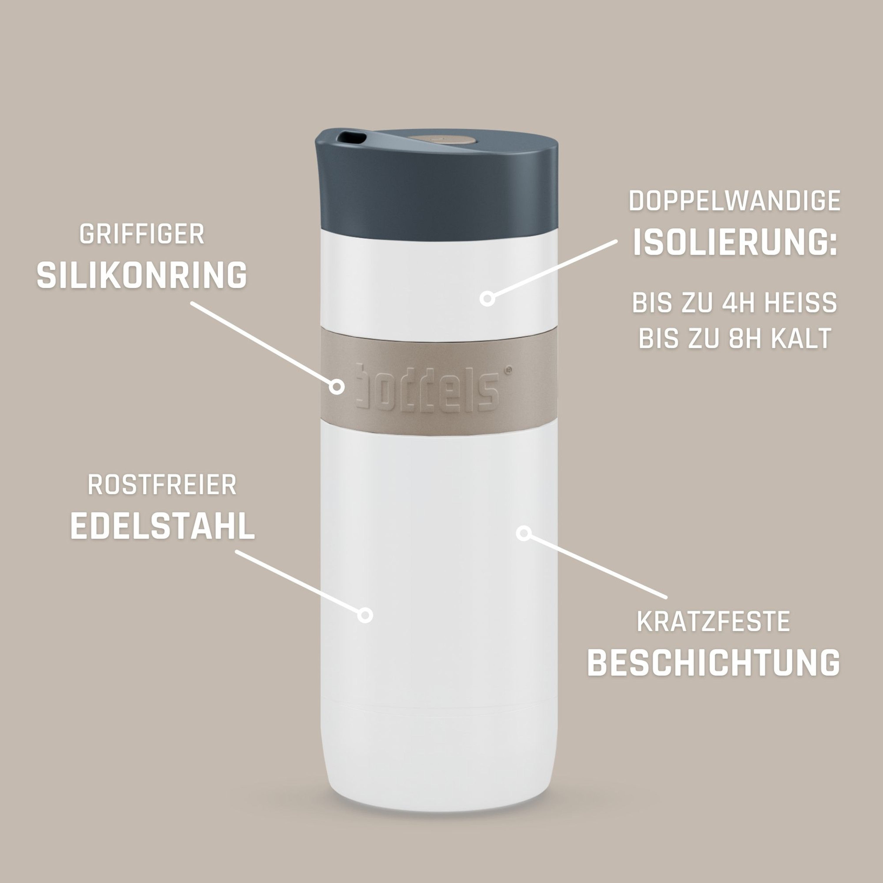 boddels KOFFJE 370 ml taupe/weiß