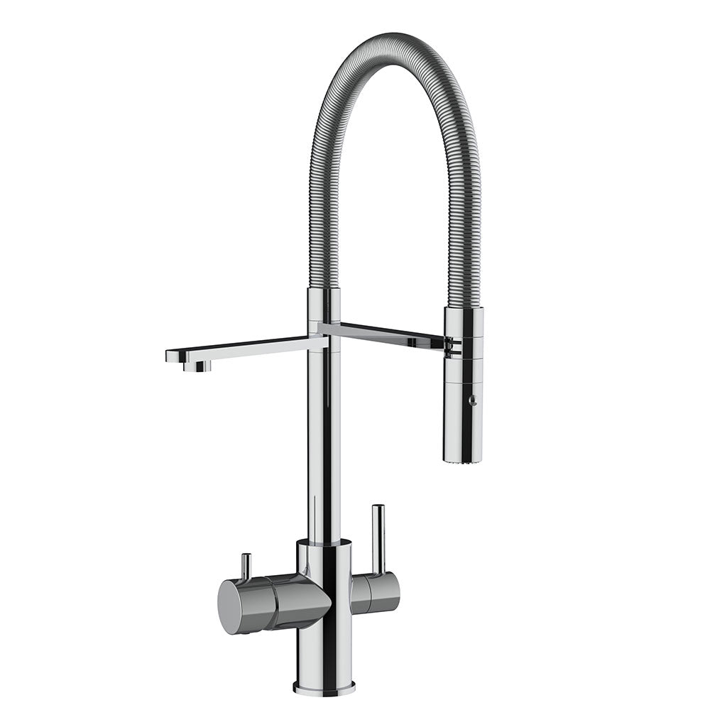 3-Wegehahn WS3-122 chrom Spiralschlauch