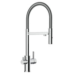 3-Wegehahn WS3-122 chrom Spiralschlauch, Kombiarmatur, Kalt-, Warm- und Filterwasser, Messing verchromt