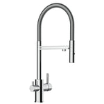 3-Wegehahn WS3-122 chrom Spiralschlauch, Kombiarmatur, Kalt-, Warm- und Filterwasser, Messing verchromt