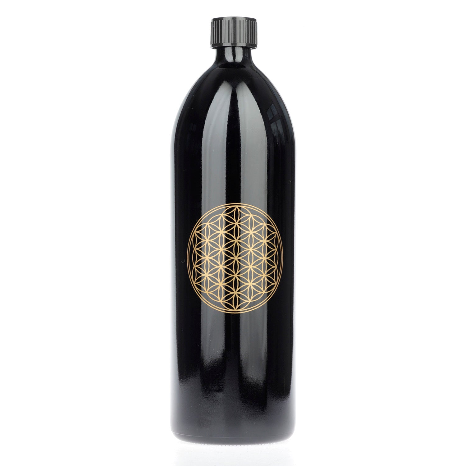 Lebensblume Violettglas Flasche rund 1,0 Ltr.