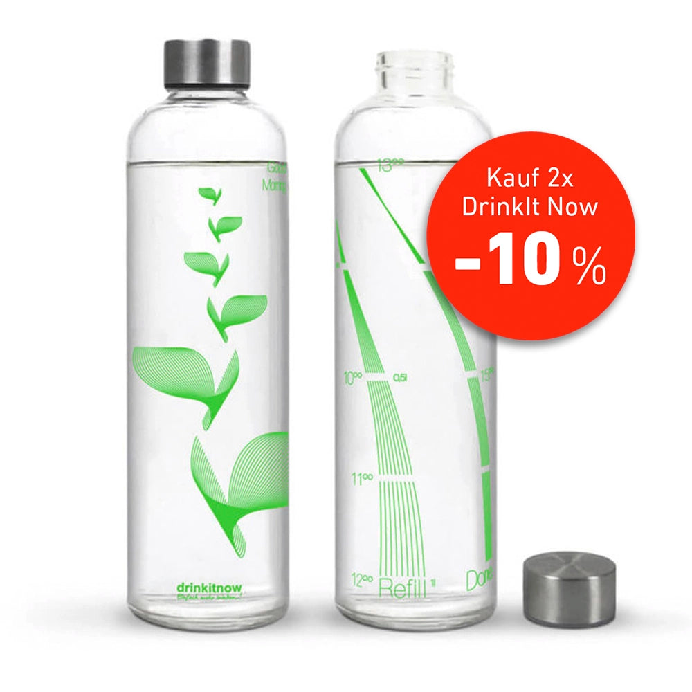 Drinkitnow Glasflasche 1L Flipper grün